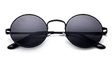 Round Glasses Hippy Vintage Retro Round Sunglasses Slim Metal Rim Frame