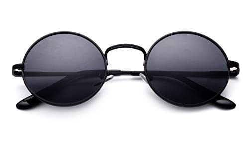 Round Glasses Hippy Vintage Retro Round Sunglasses Slim Metal Rim Frame
