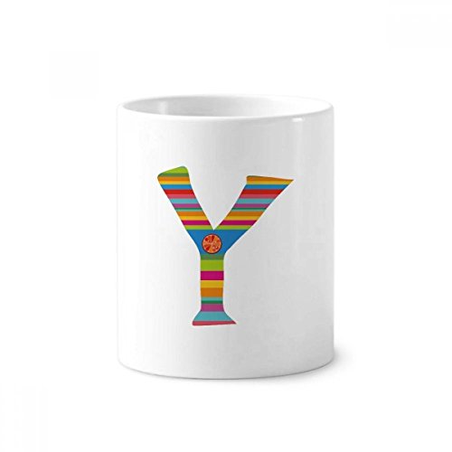 Tasse blanche alphabet orange gobelet céramique pour organiser vos stylos et brosses à dents