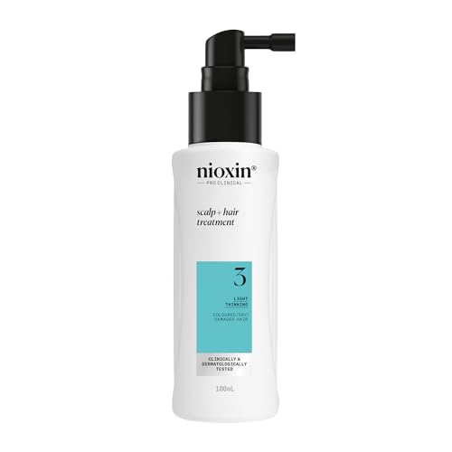 Nioxin System 3 Scalp + Hair Thickening Treatment - Hair Loss Serum for Coloured, Dry and Damaged Hair with Light Thinning - with Niacinamide and Biotin, 100ml