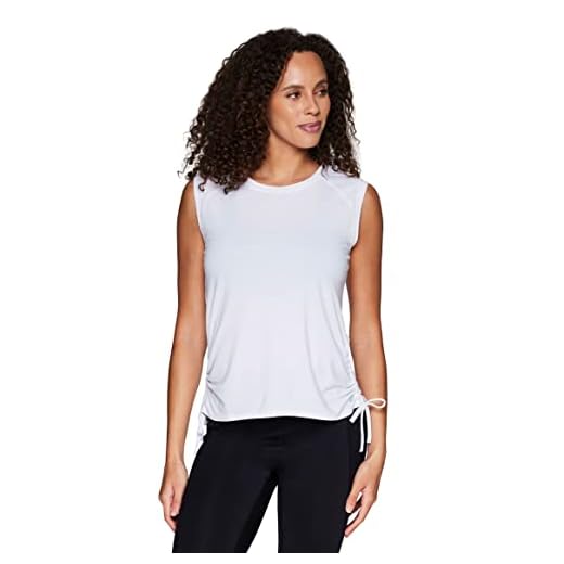 RBX Women's Yoga Tank Top Crewneck Soft Ruched Sides Tank Cami Shirred White M