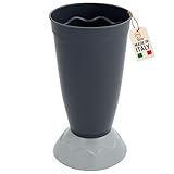 AKITAInk Portaombrelli Vulcano Moderno 27x27x50,5 cm | Porta Ombrelli in Plastica Resistente con Decoro a Onde | Design Elegante e Funzionale per Ingresso Casa o Ufficio (GRIGIO SCURO)