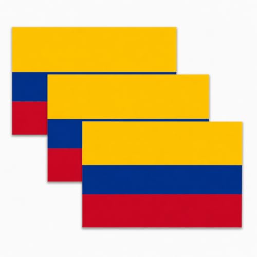 Image of Columbia Vinyl Flag Stickers, Car Decals, Waterproof Indoor Outdoor, Laptop Stickers, Car Bumper, Colombian Flag, 5 x 3 Inches, Set of 3