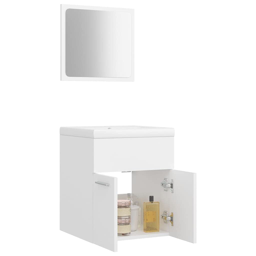 Set di mobili da bagno bianco truciolato L3070856