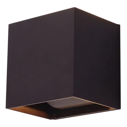 Image of Modern Wall Light Cube - 15W Wall Cube with 70,000 Hour Lifespan - 2700K /3000K /3500K /4000K /5000K Color Changing Options in Aluminum Housing - Adjustable Beam Angle for Outdoor or Indoor Use (Bronze)