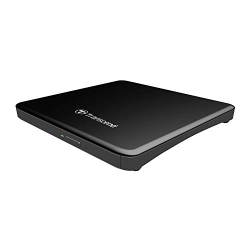 Transcend Slim Portable External USB DVD Writer Drive, Supporting USB 2.0 and Later Standards and Popular CD/DVD Media formats Sleek and Slim - TS8XDVDS-K, Black