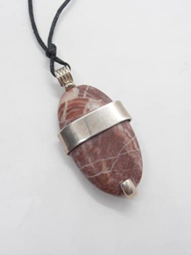 Pendentif en argent 925 véritable et véritable pierre de jaspe rouge taillée à la main - 6