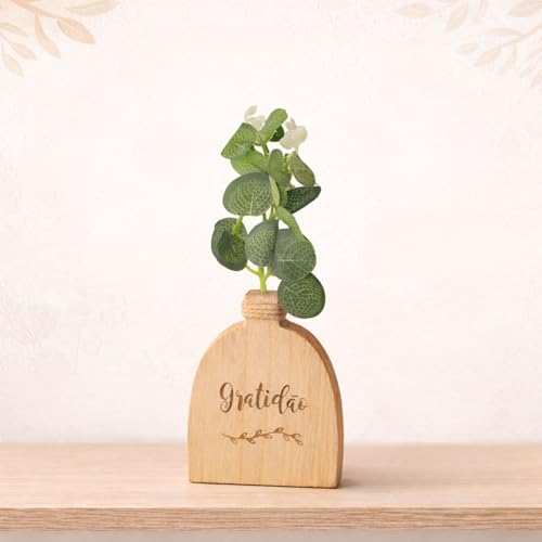 Image of CraftVatika Set of 1 Wooden Decoratve Showpiece for Home Decor Living Room Artificial Faux Flower Holder Wall Shelf Corner Tabletop Birthday Housewarming for Man Woman Aesthetic Dcor
