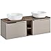 Produktbild Lomadox Badmöbel Waschtisch-Unterschrank Set 140cm, Taupe mit Vintage Oak Eiche, 2 Keramik-Waschbecken, 2 Softclose-Schubkästen, Regal, B/H/T 140,4/62,5/46 cm