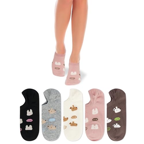 Image of Violet Mist Women No Show Socks Animal Patterned Low Cut Liner Socks Girls | Non Slip Invisible Socks, Novelty Funny Pattern Footies Flat Boat Socks Casual, Summer