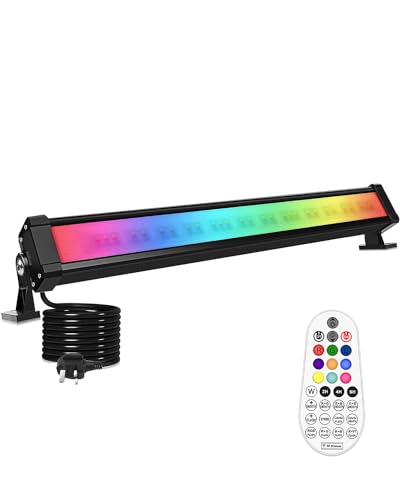 MEIHUA RGB LED Bar 42W Wall Washer With 360° RF Remote Control, Colour Changing Stage Light for DJ Parties, Birthday, Disco, Christmas, Halloween, Garden Festival Decorative