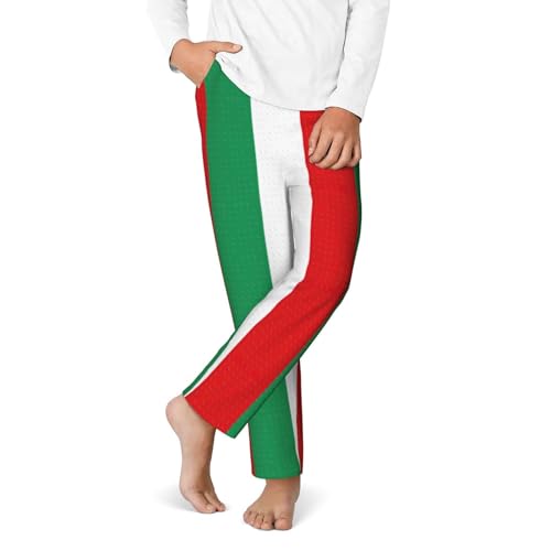 Italian Flag Kids Full Print Bottoms ,Soft Cotton-Like Fabric, Elastic Waist For Casual Play And Daily Wear4