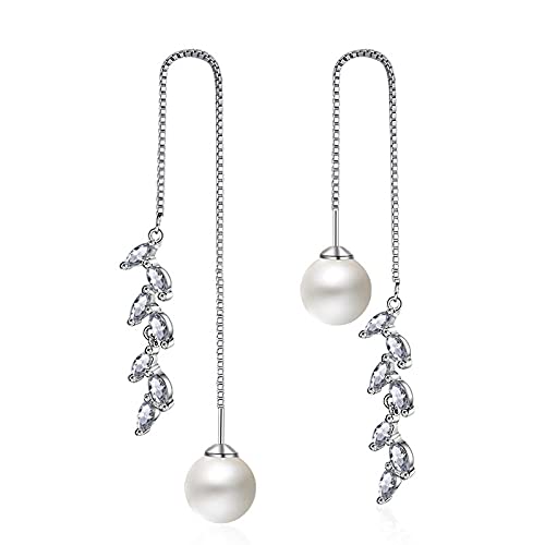Bijoux gemmes boucles d'oreilles perlées femmes argent véritable