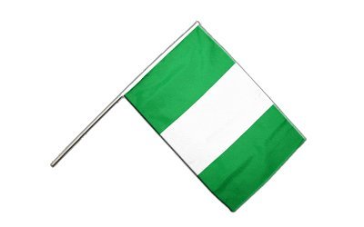 Drapeau Nigeria sur hampe vert et blanc 60x90cm pavillon nigeria manche bois