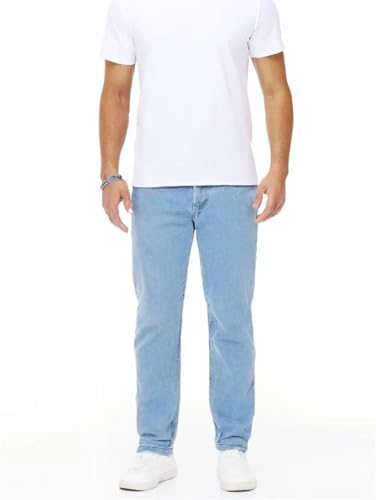 Men's Light Blue Slim Fit Stretch Jeans Versatile Work to Weekend Denim Pants3