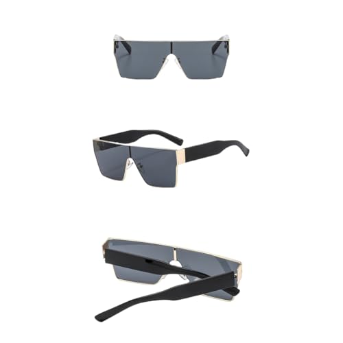 Lunettes de soleil surdimensionnées chic or et bleu rétro