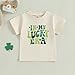 Toddler Girls St Patricks Day Shirt Cute Letters Print Short Sleeve Tee Tops Little Kids Saint Patricks Outfit (Beige, 2-3 Years)
