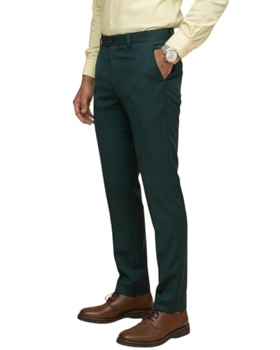 Image of SaintX Men's Premium 4-Way Solid-Stretchable Formal Pants | Performance Grade Pro Weave Anti-Wrinkle Fabric | Slim Fit Trouser | Shirt Gripping Expandable Waistband | Executive Office Wear (ST02)