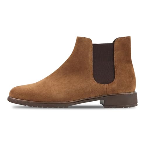 Women Classic Round Toe Flat Heel Chelsea Ankle Boots Elastic Side Zipper Comfortable Daily Wear Booties Size 4-16 US2