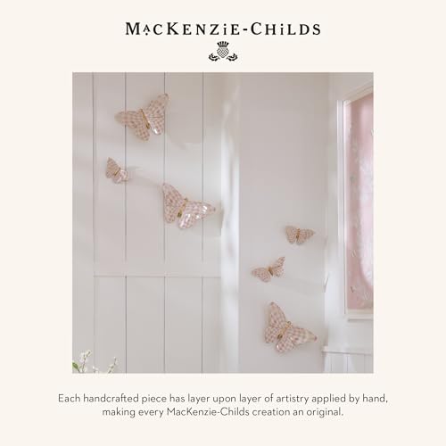 Image of MACKENZIE-CHILDS Butterfly Wall Decor Set, Pink-and-White Rosy Check