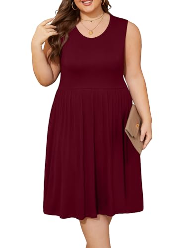 Image of DB MOON Womens 2026 Plus Size Tank Dresses Sleeveless Knee Length Sundress with Pockets