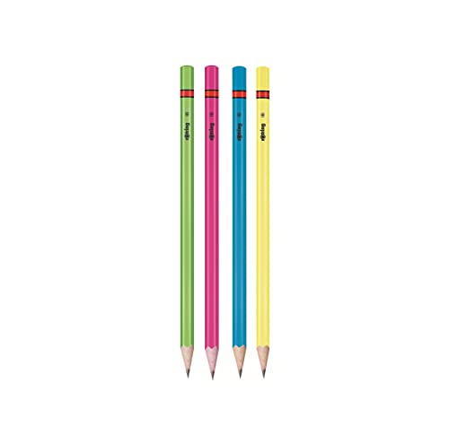 Image of rOtring Set of 4 Wood case Neon Pencils HB : Blue - Green, Pink & Yellow