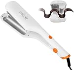 TANSHINE Vaisseau de cheveux,2 Barrel Ceramic Rovy Wave Curling fer,1.25 Inch Ionic Deep Waver Curler avec double tension, protection anti-calcaire pour les vagues de plage, baguette de curling de temp réglable, blanc