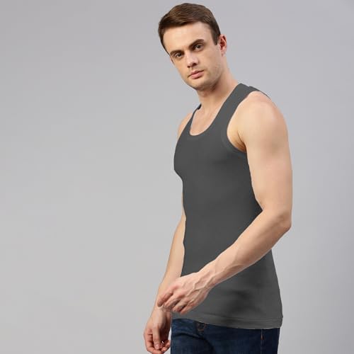 Image of sporto Macho Men's Vest | 100% Combed Cotton | U Neck Sleeveless Innerwear | Soft Hand Feel Comfort Fit | Good Absorbency | Everyday Wear | Color May Vary (Pack of 3)