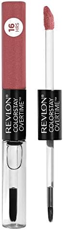 Liquid Lipstick with Clear Lip Gloss by Revlon, ColorStay Overtime Lipcolor, Dual Ended with Vitamin E in Nudes & Browns, 350 Bare Maximum, 0.07 Oz
