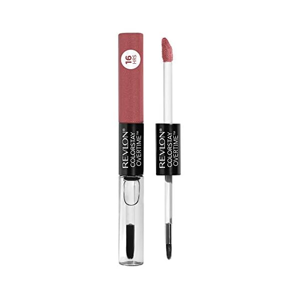 Revlon Liquid Lipstick with Clear Lip Gloss, ColorStay Overtime Lipcolor, Dual Ended with Vitamin E, 350 Bare Maximum, 0.07 Fl Oz