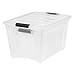 IRIS USA, Inc. 19, 32, and 53 Quart Stack & Pull™ Box, Clear with Black Handles