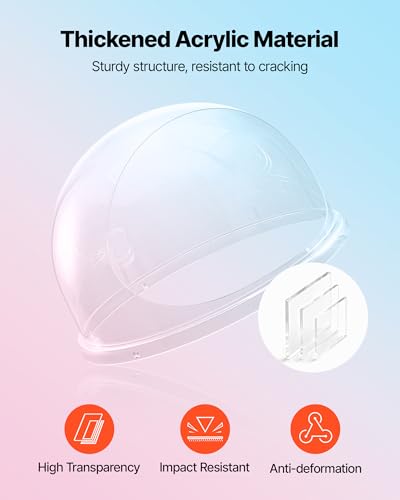 Image of VEVOR Cotton Candy Machine Cover 21 Inch, Acrylic Dome Bubble Shield Compatible with 20 inch Commercial Cotton Candy Floss Maker Bowl for Party, Shops, Bottom Groove Design, Transparent