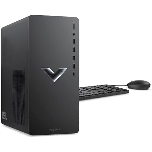 HP Victus 15L Gaming Desktop PC, AMD Ryzen 5 5600G, AMD RX6400, 8GB RAM, 512GB SSD, Mica Silver, Windows 11 Home, TG02-0013w