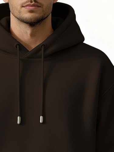 Image of Nobero Heavy Duty Oversized Solid Hoodie for Men | Hoodies for Men | Oversized Fit | Solid Colour | Thick Fleece Fabric | Drawstring Hood
