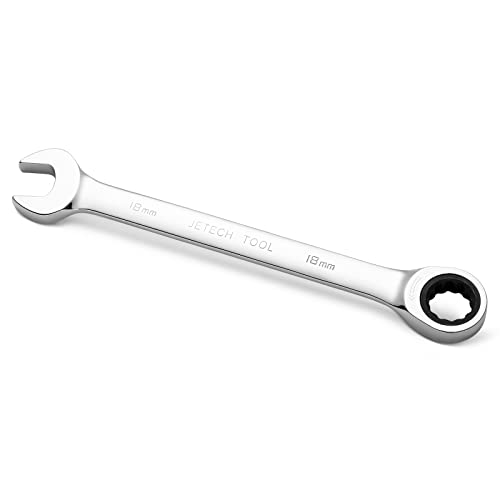 Jetech 18mm Ratchet Wrench Ratcheting Combination Wrench Metric Industrial Grade Gear Spanner with 12-Point Design 72-Tooth Ratchet Chrome Vanadium Steel for Auto & DIY Repair