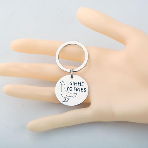 CENWA Funny Seagull Gift Gimme Yo Fries Keychain Nature Bird Jewelry3