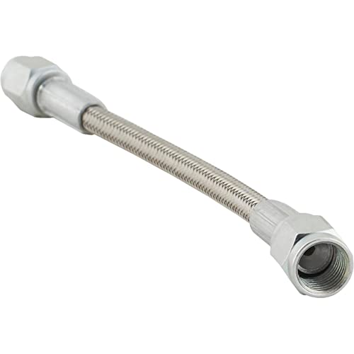 Speedway Motors 6 Inch Stainless Steel Braided Brake Line with Straight AN3 Fittings, Universal Hydraulic Line for Brake, Clutch, PTFE Inner Hose with Zinc Plated Steel Ends
