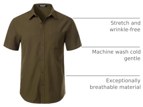 Image of JEMITOP Mens Stretch Wrinkle Free Texture Shirts