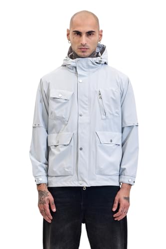 Image of SNITCH Men Casual Jacket | Relaxed Fit High Neck Full Sleeve Solid Pattern | 100% Polyester Durable & Comfortable Machine Washable Jacket