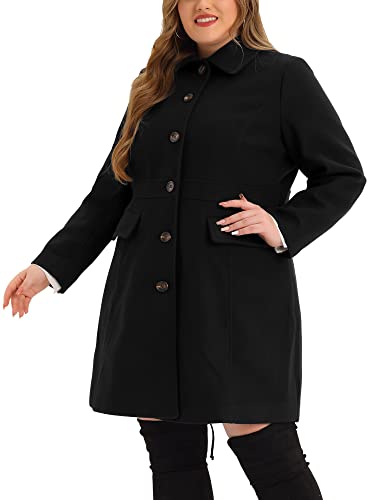 Agnes Orinda Plus Size Coat for Women Peter Pan Collar Single Breasted Winter Long Coats2
