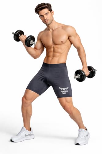 Image of Diamond Fashion Men Gym Compression Shorts Breathable Fitness Training Sports Shorts, Men Activewear Gym Wear Cycling Bodybuilding Shorts
