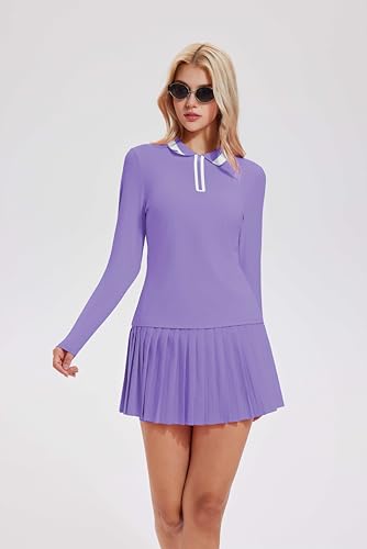 Image of Tennis Skirt Sets for Women Zipper Color Block High Waisted Golf Polo Two Piece Skirt Set Women 2 Piece Outfits