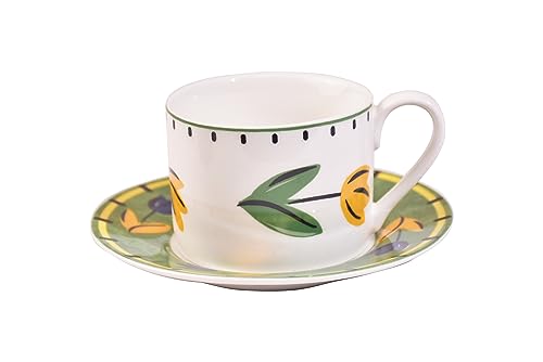 Best Friend Birthday Gifts for Women Yellow Tulip Pattern Coffee Mug Cartoon Cute Flower Pattern Coffee Mug