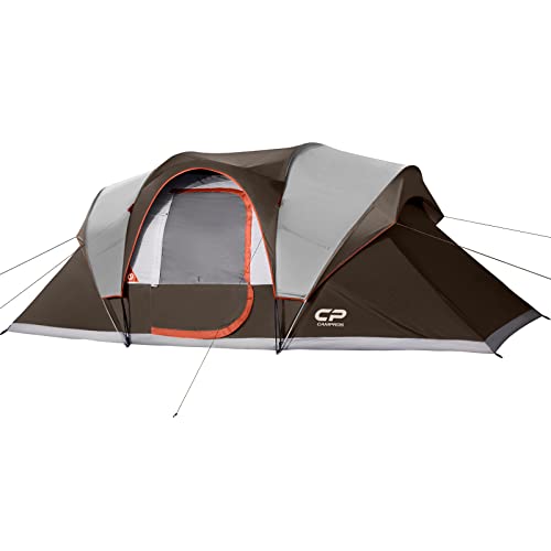 CAMPROS CP Tienda de campaña para 10 personas, tienda de campaña familiar para 2 habitaciones, resistente al agua, impermeable, con parte superior de lluvia, 4 ventanas grandes de malla, doble capa