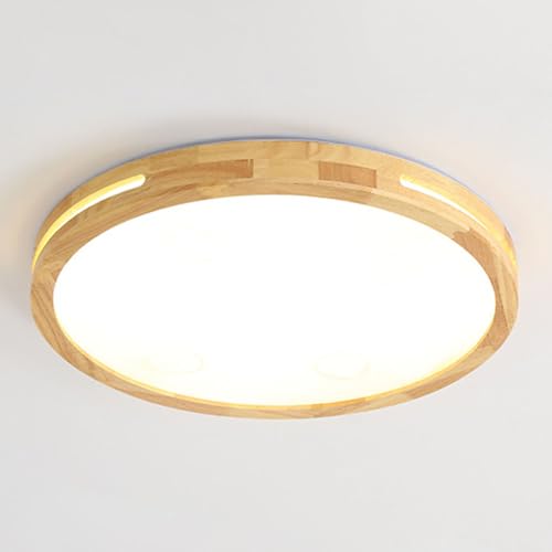 STVDEDG Lámpara de techo de acrílico PostModern LED Ultra Fina de madera de caucho Iluminación plana Balcón estilo nórdico moderno con control remoto cerca del techo para dormitorio