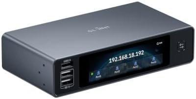 GL.iNet Comet X (GL-RM4PE) 4-Port-Remote-KVM für Homelab und IT-Profis | PoE-4-Port-KVM, Self-Hosting, 4 HDMI, 4K/30-Hz-Loop-out, 64 GB eMMC, Touchscreen, B2B/IT, lokal, rackfähig