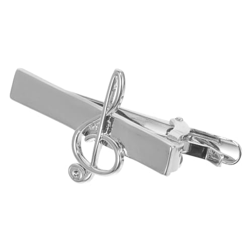 Outanaya Pinza para Corbata de Aleación Plateada Diseño Musical, Clip Decorativo para Camisa, Accesorio para Traje de Negocios, Fácil de Colocar, Adecuado para Bodas y Eventos Formales