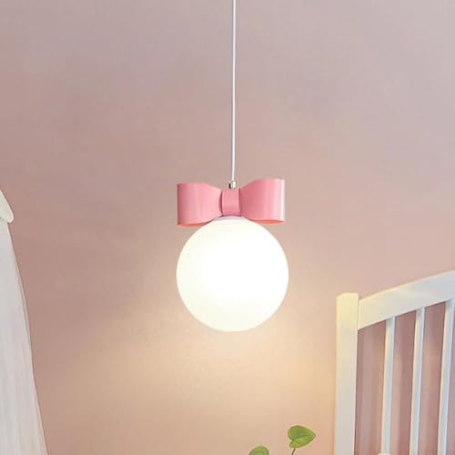 FEWDSCA Luz Colgante Globo de Leche Interior para Niñas Habitación Lindo Arco Gran Bola Rosa Techo Colgante Lámpara Nórdica Lámpara Moderna para Niños Dormitorio Niños Guardería
