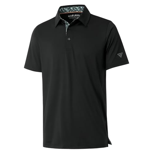 MAELREG-Amazon Mens Polo Shirts Short and Long Sleeve Casual Solid Stylish Dry Fit Performance Designed Collared Golf Polo Shirts for Men Short Sleeve X-Large Black