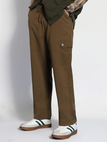 Image of Urbano Fashion Men's Loose Baggy Fit Cargo Jogger Chino Pant with 6 Pockets Stretchable